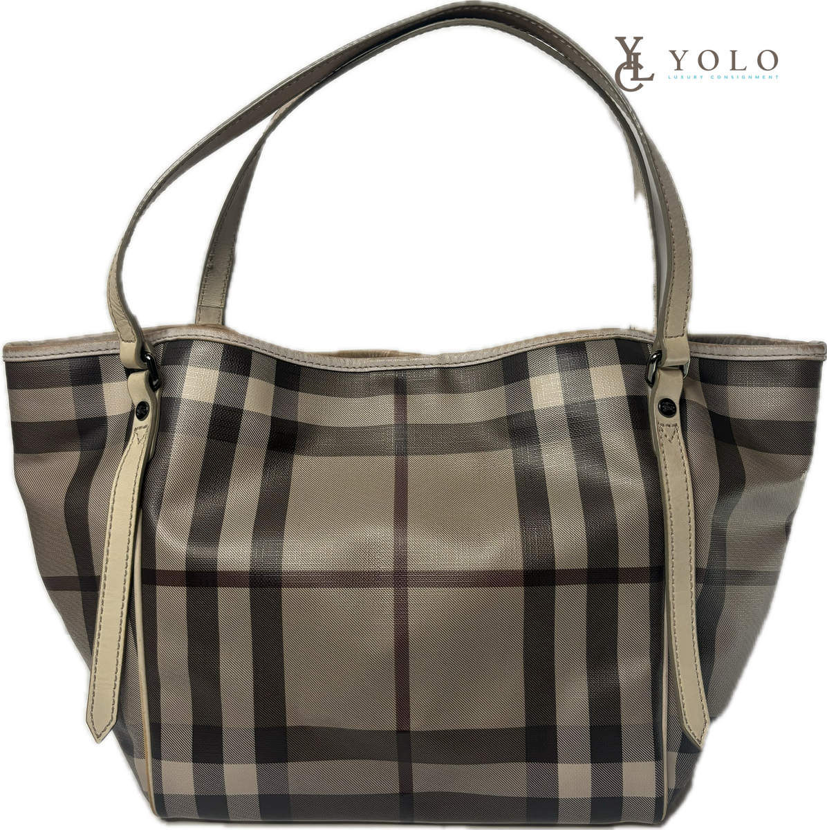 Burberry Smoke Check Coated Canvas Tote #278213B41B Burberry | Canterbury Tote in Smoke Grey Check – YOLO Luxury  main image 4