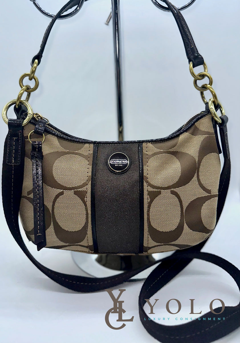 Coach | Signature Stripe Demi Crossbody | YOLO Luxury Consignment