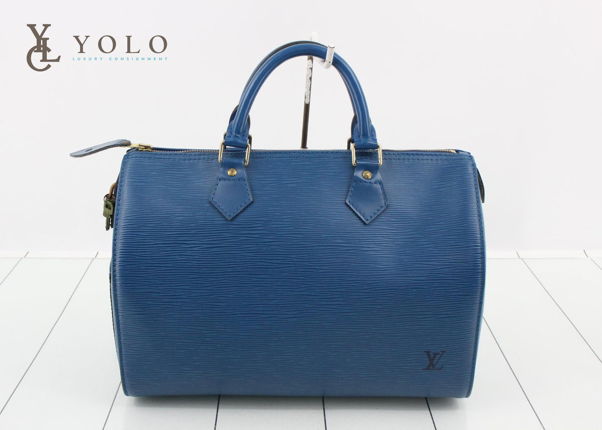 Louis Vuitton Epi Blue Speedy 30 Bag – LV Leather Top Handle 
