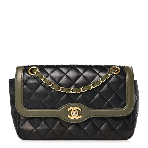 Chanel | Quilted Lambskin Two Tone Single Flap Medium Shoulder Bag | YOLO