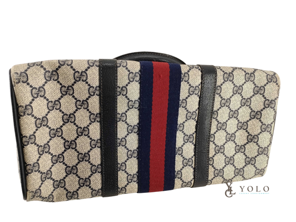 Authentic Vintage Web Gucci Medium Boston Bag