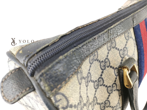 Authentic Vintage Web Gucci Medium Boston Bag