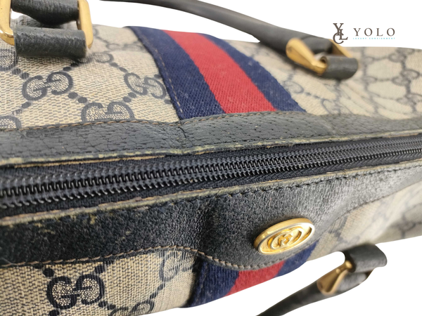 Authentic Vintage Web Gucci Medium Boston Bag