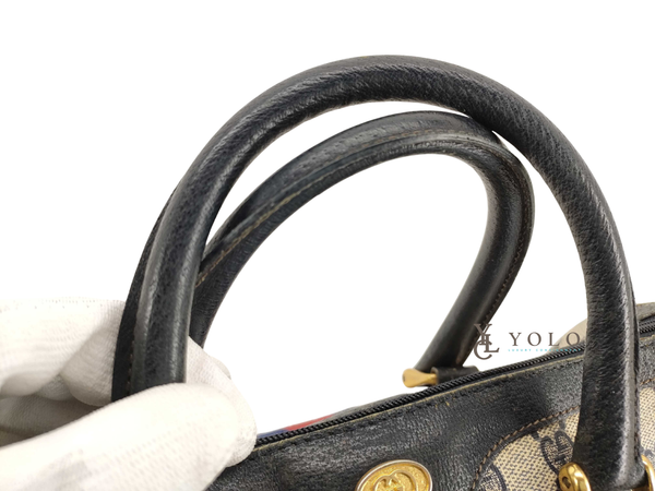 Authentic Vintage Web Gucci Medium Boston Bag