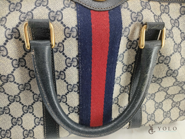 Authentic Vintage Web Gucci Medium Boston Bag
