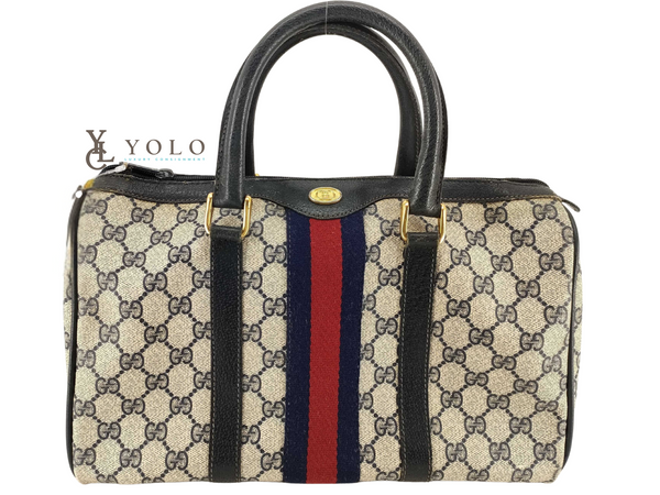 Authentic Vintage Web Gucci Medium Boston Bag