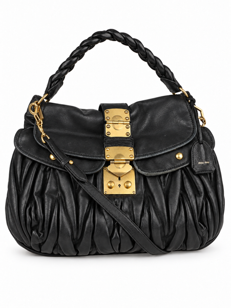 Miu Miu Black Matelassé Nappa Leather Coffer Bag