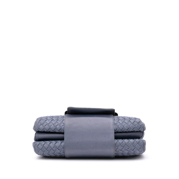 Bottega Veneta Grey Canvas Intrecciato Buckle Flap Bag