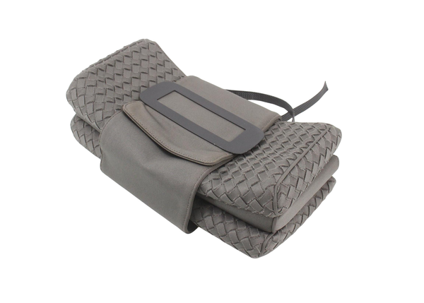 Bottega Veneta Grey Canvas Intrecciato Buckle Flap Bag