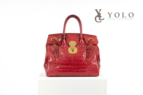 Ralph Lauren Collection Red Alligator Leather Ricky 33 Top-Handle Bag