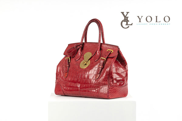 Ralph Lauren Collection Red Alligator Leather Ricky 33 Top-Handle Bag
