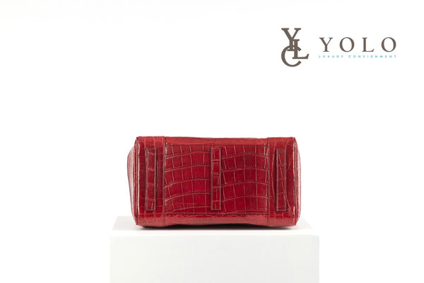 Ralph Lauren Collection Red Alligator Leather Ricky 33 Top-Handle Bag