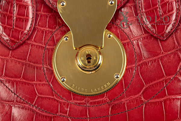 Ralph Lauren Collection Red Alligator Leather Ricky 33 Top-Handle Bag