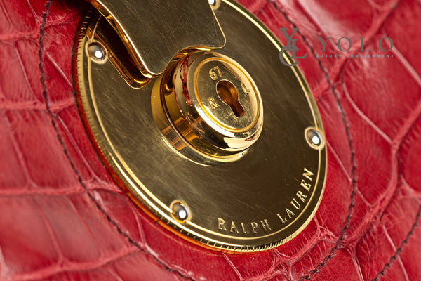 Ralph Lauren Collection Red Alligator Leather Ricky 33 Top-Handle Bag