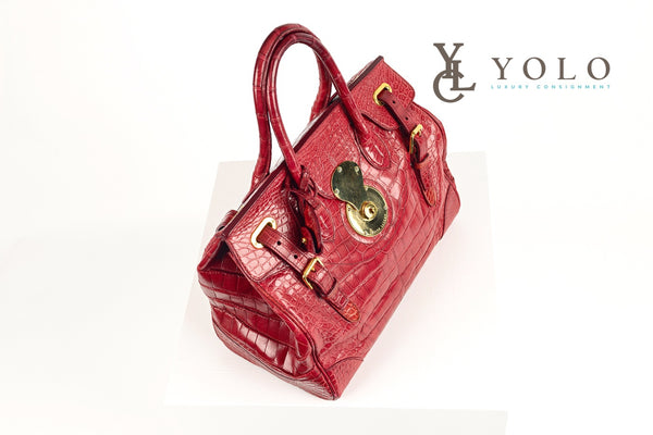 Ralph Lauren Collection Red Alligator Leather Ricky 33 Top-Handle Bag