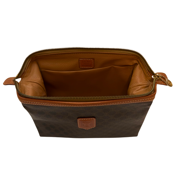 Celine Vintage Macadam Cosmetic Pouch – Coated Canvas Makeup & Toiletry Bag