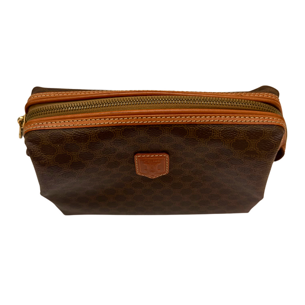 Celine Vintage Macadam Cosmetic Pouch – Coated Canvas Makeup & Toiletry Bag