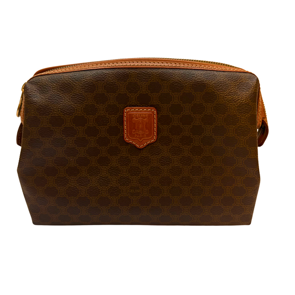 Celine Vintage Macadam Cosmetic Pouch – Coated Canvas Makeup & Toiletry Bag