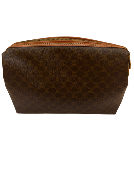 Celine Vintage Macadam Cosmetic Pouch Coated Canvas Makeup & Toiletry Bag
