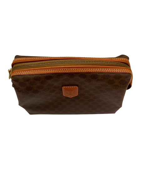 Celine Vintage Macadam Cosmetic Pouch Coated Canvas Makeup & Toiletry Bag