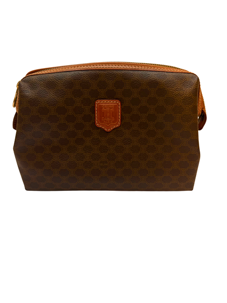 Celine Vintage Macadam Cosmetic Pouch Coated Canvas Makeup & Toiletry Bag
