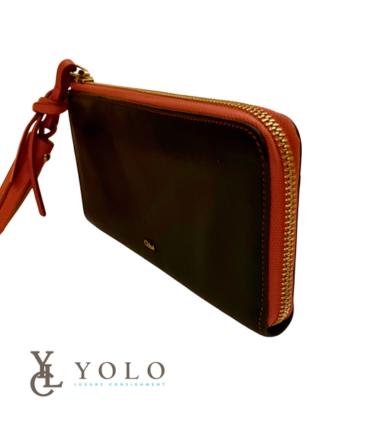 Chloe Leather Black Corner Zip Long Wallet