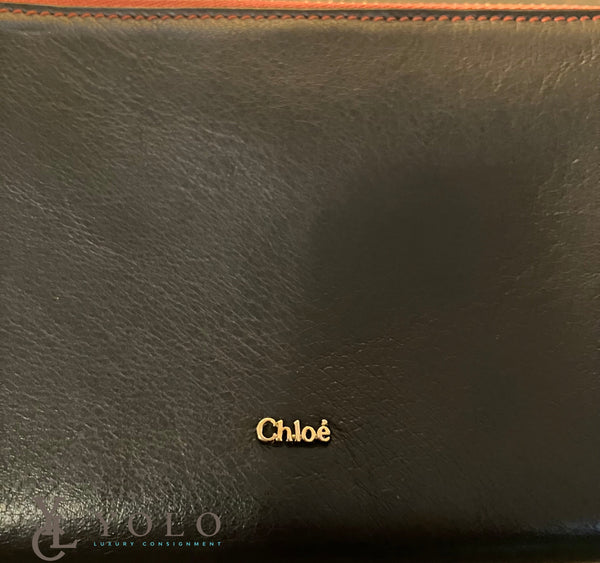 Chloe Leather Black Corner Zip Long Wallet