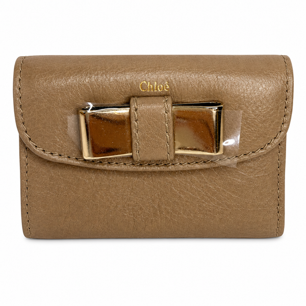 Chloé Leather Beige Lily Trifold Compact Wallet