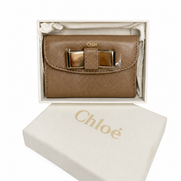 Chloé Leather Beige Lily Trifold Compact Wallet