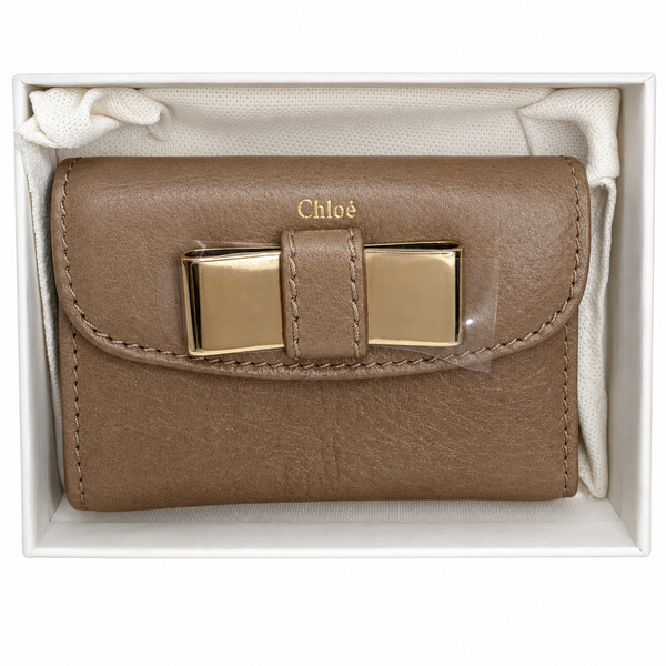Chloé Leather Beige Lily Trifold Compact Wallet