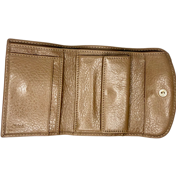 Chloé Leather Beige Lily Trifold Compact Wallet