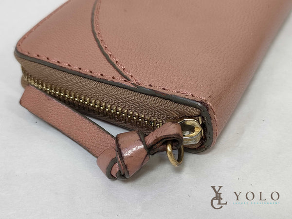 Chloe Leather Pink Zip-Around Long Wallet