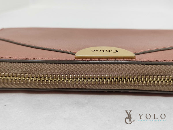 Chloe Leather Pink Zip-Around Long Wallet