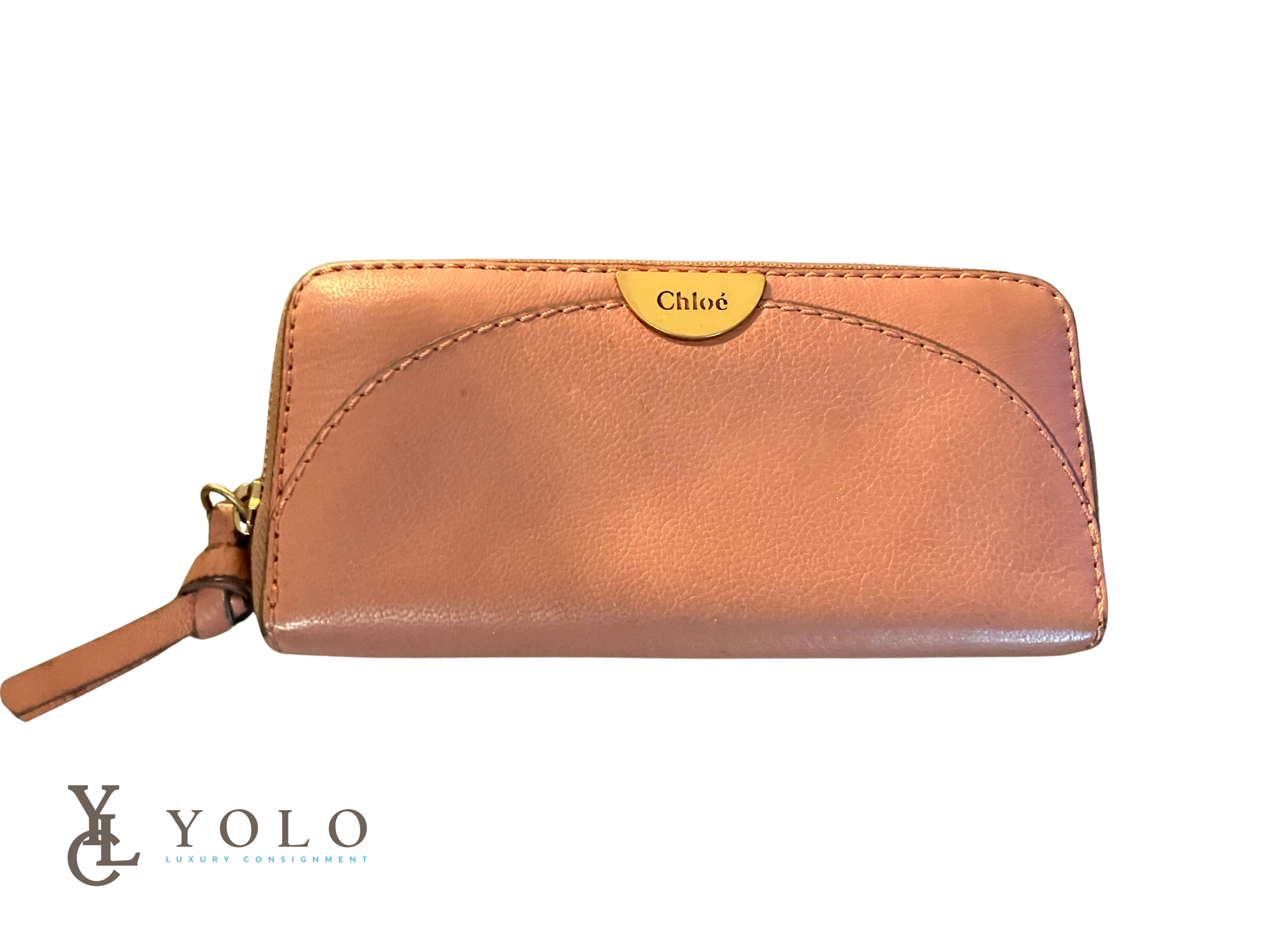 Chloe Leather Pink Zip-Around Long Wallet