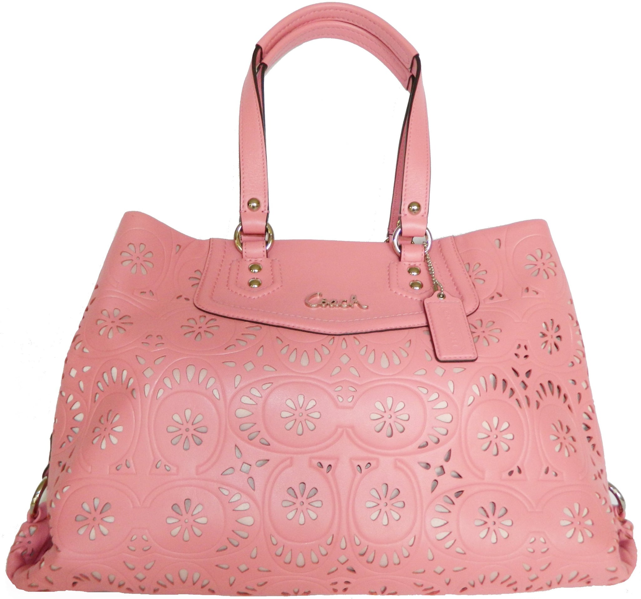 Coach Lace Eyelet Ashley Carryall Bag – Floral Leather Satchel