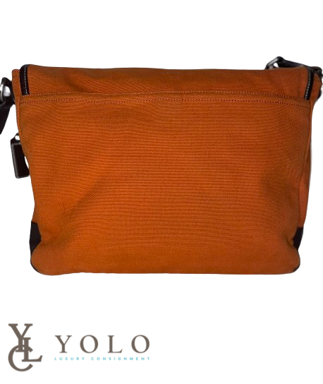 バッグ COACH Orange Canvas Leather Messenger Coach | Canvas Heritage Web Messenger Bag | YOLO Luxury Consignment