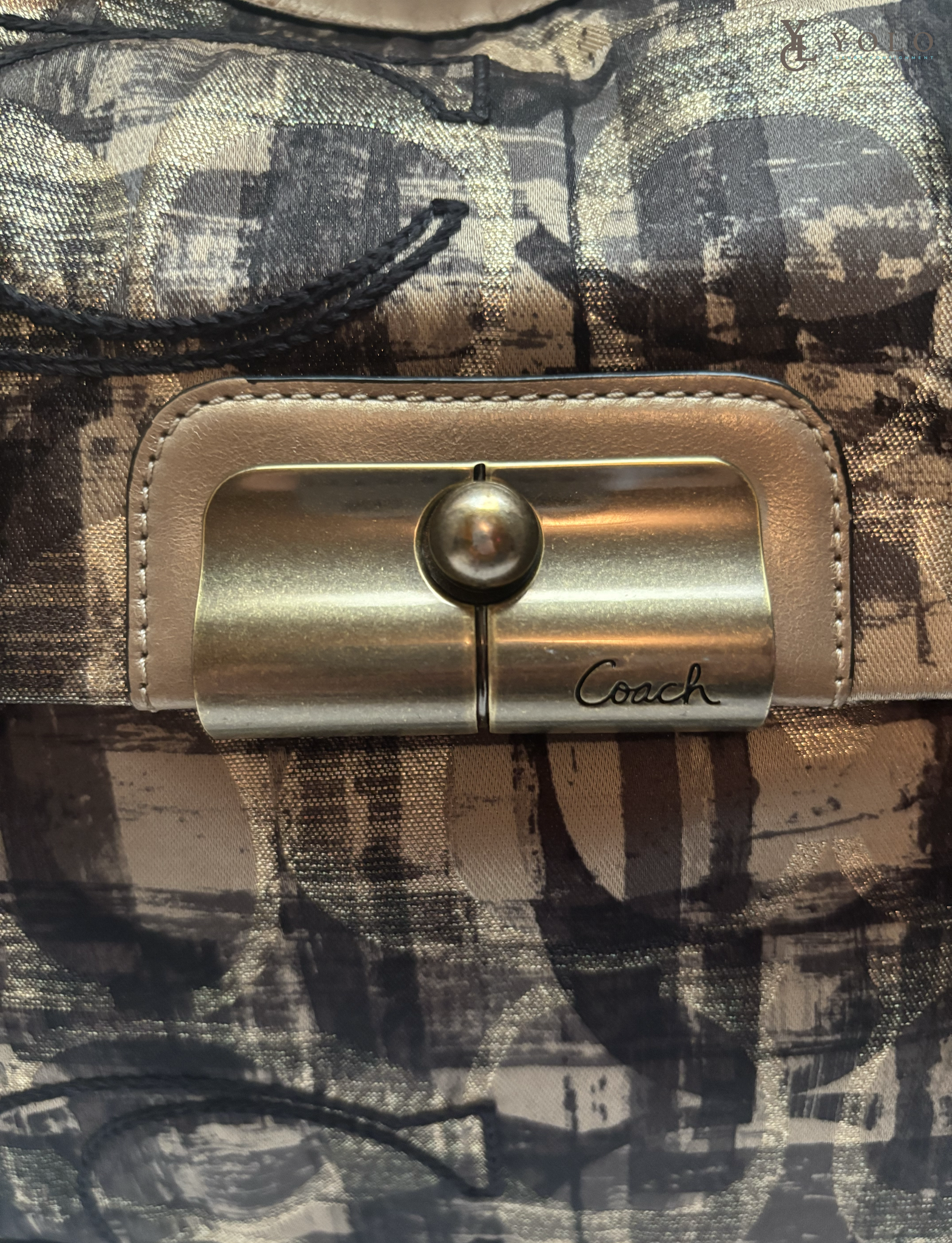 coach kristin signature plaid with lurex shoulder bag