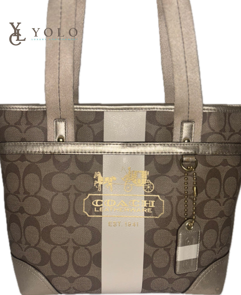 Coach Heritage Stripe Tote | YOLO Luxury Consignment