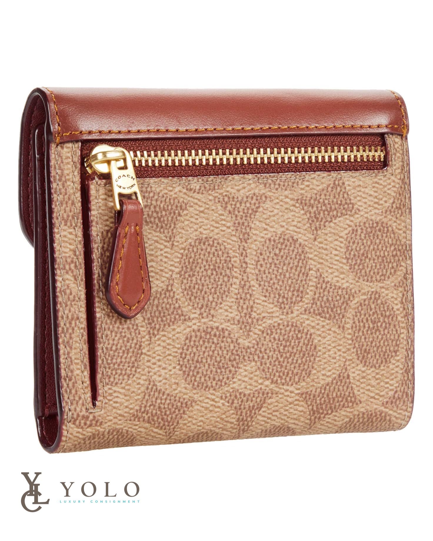 Coach Signature Wyn Colorblock Small Trifold Wallet – Compact 