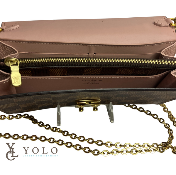 Louis Vuitton Damier Ebene Croisette Chain Wallet