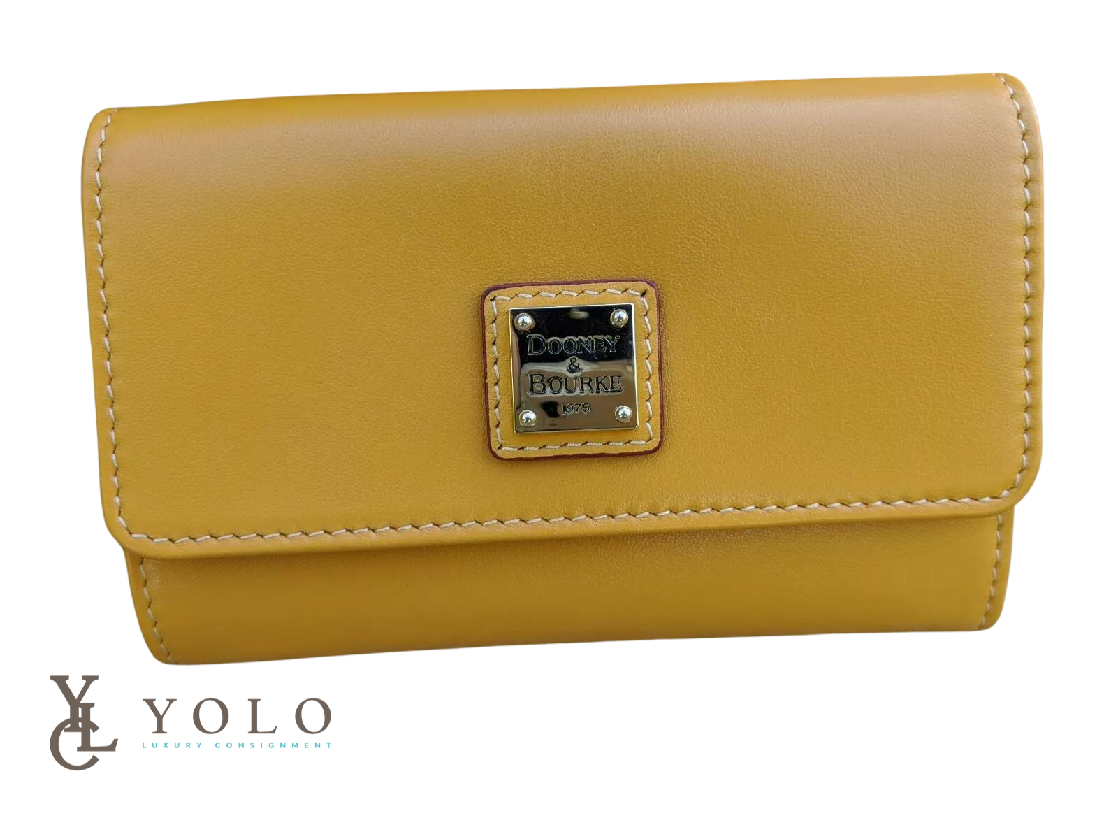 Dooney and Bourke Leather Palomino Wexford Trifold Wallet YOLO Luxury Consignment