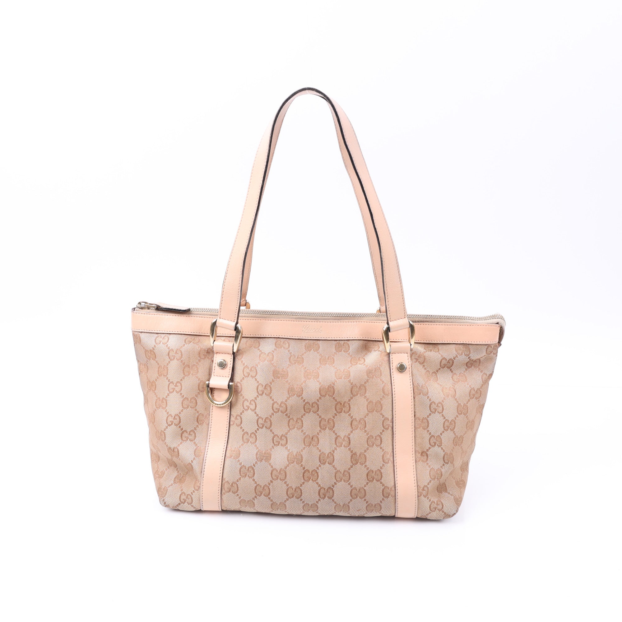 Gucci Original GG Canvas Abbey Zip Tote – Beige & Rose Gold