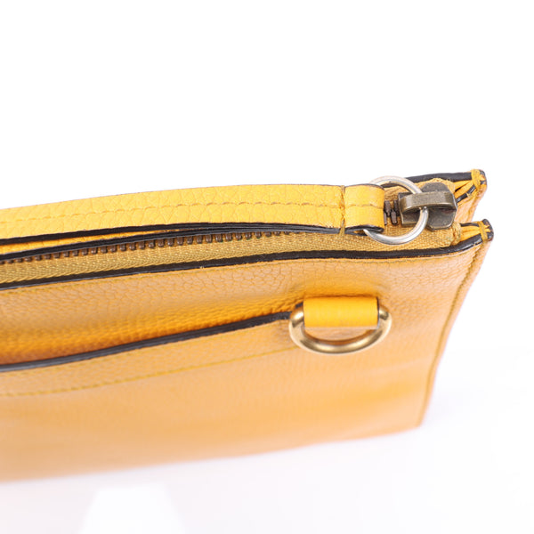 Gucci Yellow Leather Kingsnake Print Messenger Clutch Bag