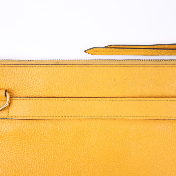 Gucci Yellow Leather Kingsnake Print Messenger Clutch Bag