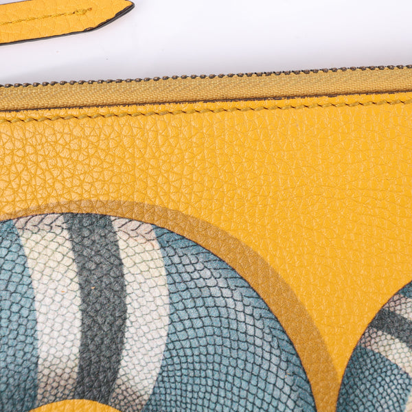 Gucci Yellow Leather Kingsnake Print Messenger Clutch Bag