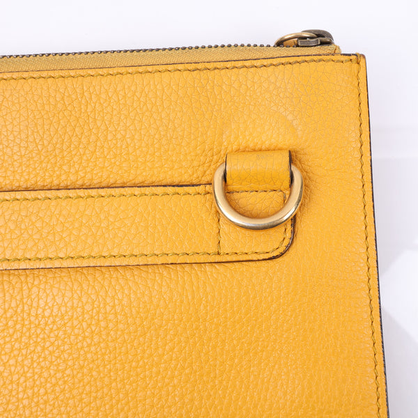 Gucci Yellow Leather Kingsnake Print Messenger Clutch Bag
