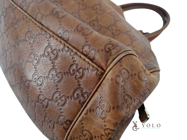 Gucci Brown Leather Guccissima Sukey Boston Handbag