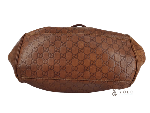 Gucci Brown Leather Guccissima Sukey Boston Handbag