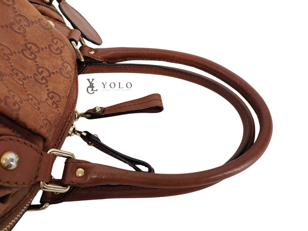 Gucci Brown Leather Guccissima Sukey Boston Handbag