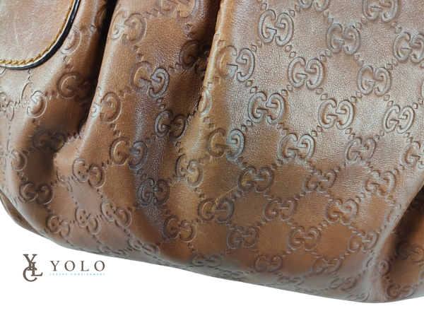 Gucci Brown Leather Guccissima Sukey Boston Handbag